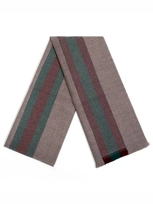 Gucci Stripe Print Wool Muffler Brown